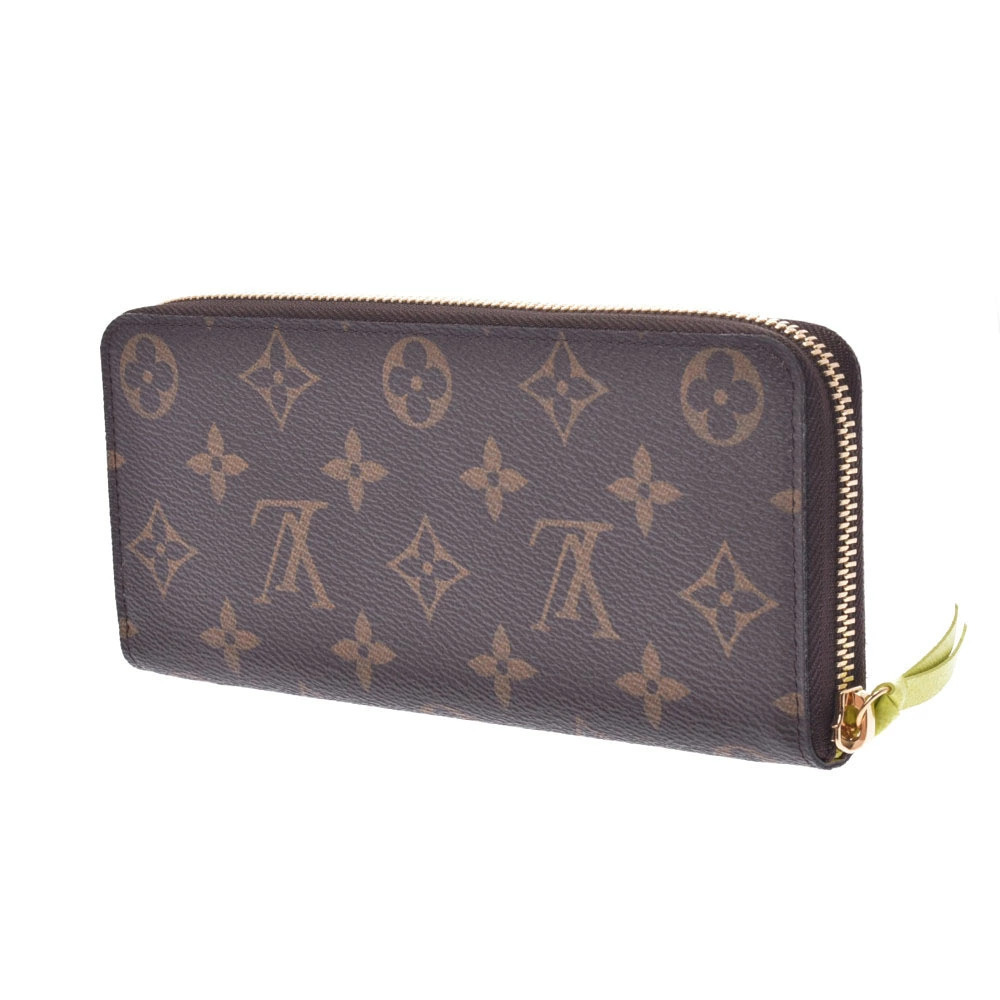Louis Vuitton Canvas Clemence Wallet Long Portefeuille Acid Vert Monogram Brown